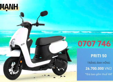 Xe ga SYM Priti 50 màu trắng ánh hồng tại Mai Mạnh
